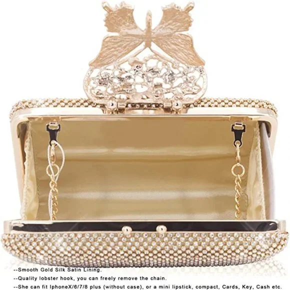 NEW Sparkling Bling Swarovski Crystal Rhinestone Clutch Butterfly Purse … - Picture 8 of 13